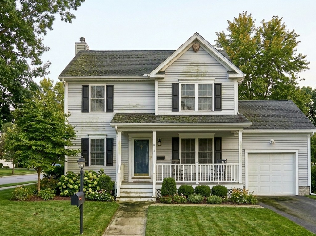 Kansas City House Before Softwashing
